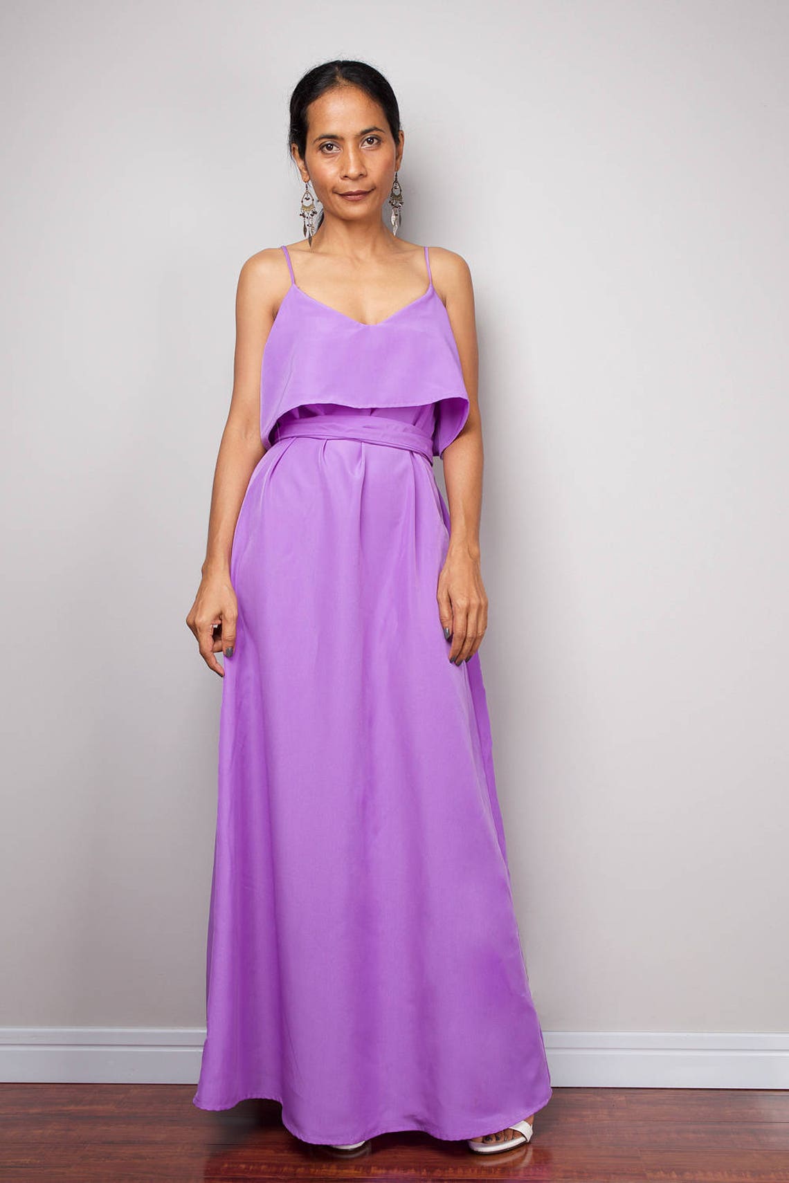 Bridesmaid dress Ruffle dress Halter Dress Purple dress | Etsy