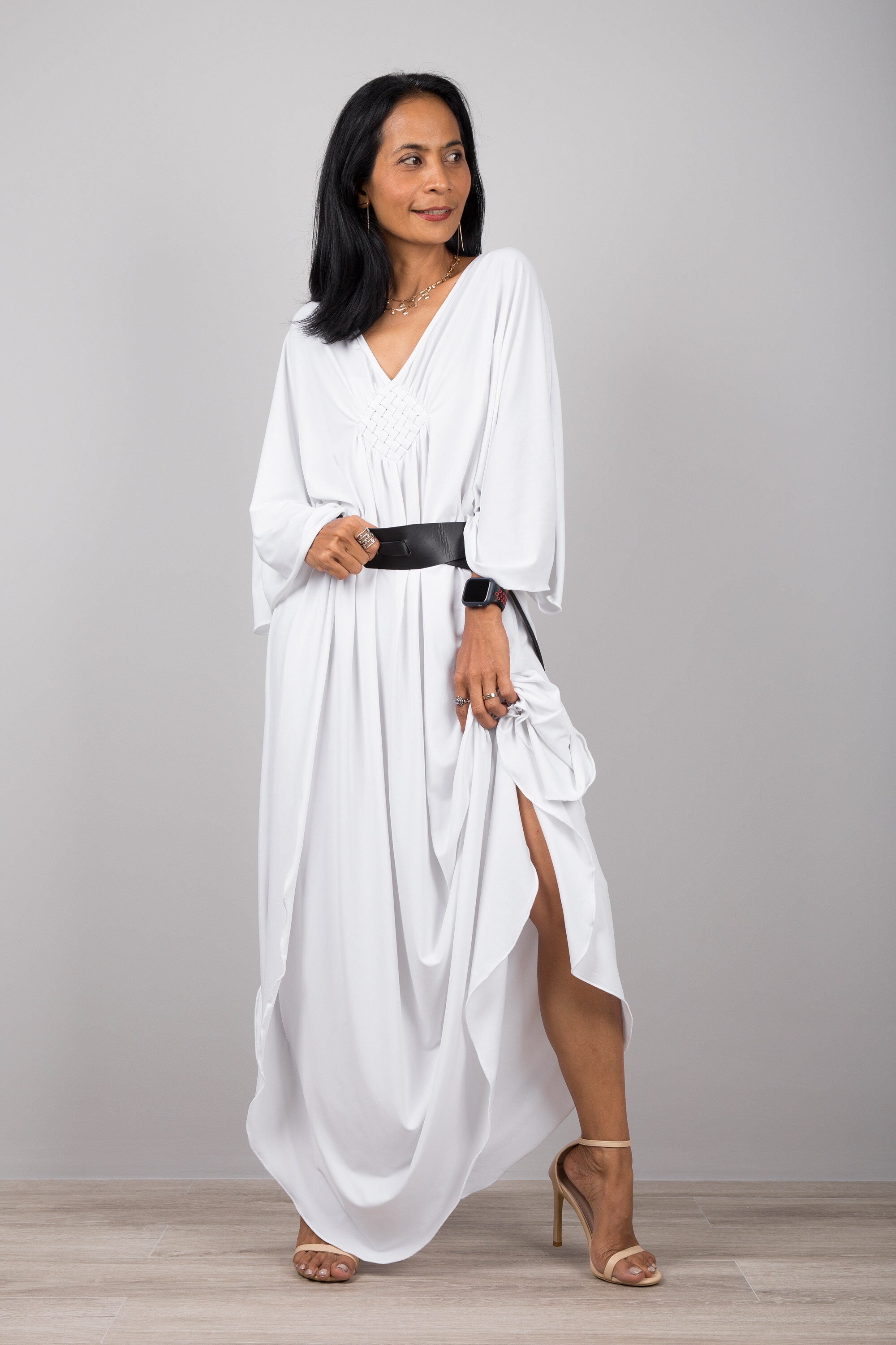 White Dress for Women Plus Size Kaftan 