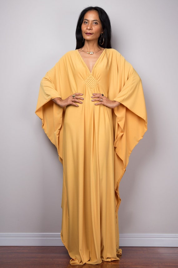 Yellow Kaftan dress, Women Evening dress, Maternity dress, wedding dress, loose fit dress, soft mustard Yellow dress, summer caftan dress Yellow Kaftan dress, Women Evening dress, Maternity dress, wedding dress, loose fit dress, soft mustard Yellow dress, summer caftan dress