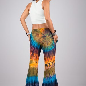 Boho hippie flare pants Wide leg pants Tie dye rainbow summer pants Flare bell bottoms pants image 6