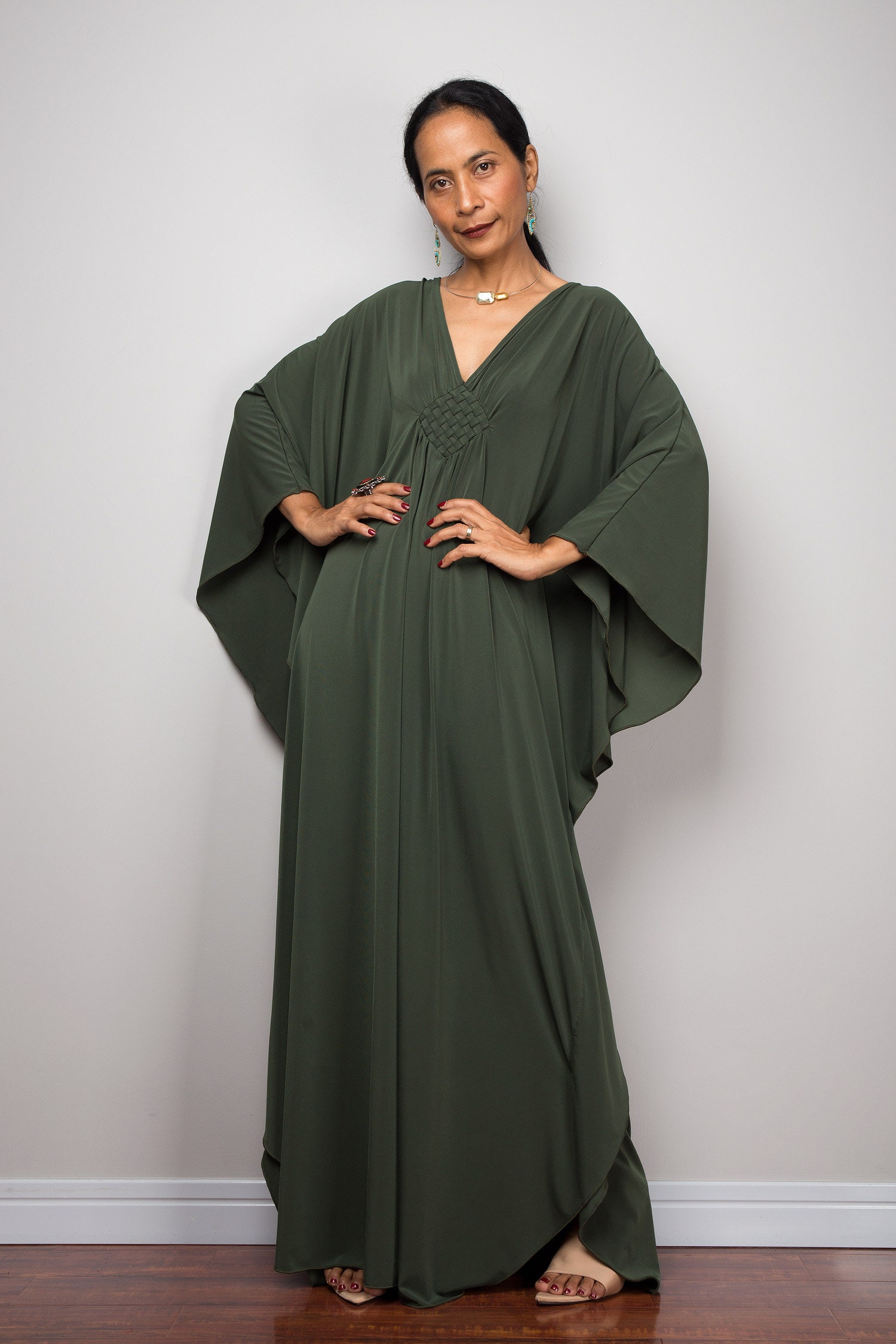 Green Caftan Maxi dress Oversized kaftan frock dress Loose | Etsy