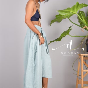 Cotton Wrap Skirt for women. A cotton gauze summer Skirt.  Asymmetrical organic cotton skirt in soft green.  Beach holiday resort skirt.