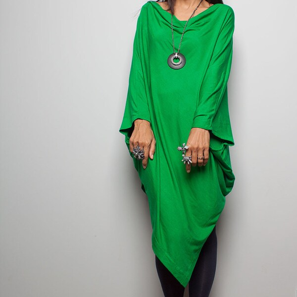 Green Sweater Dress / Batwing Tunic / Top Dress : Urban Chic Collection no.8
