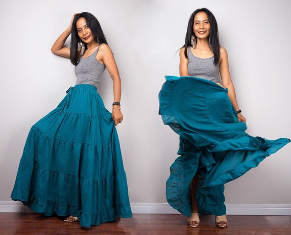 teal maxi skirt
