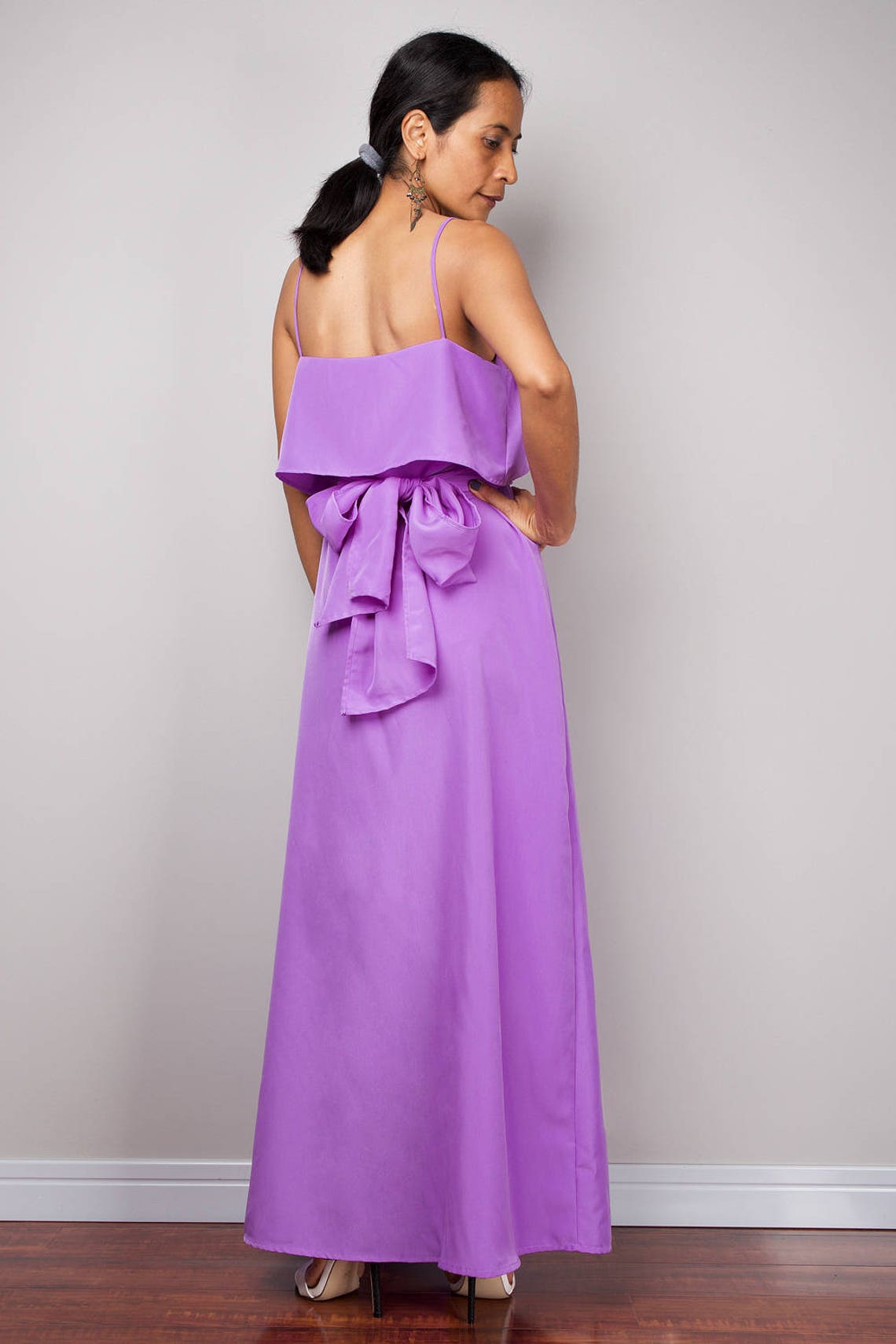 Bridesmaid dress Ruffle dress Halter Dress Purple dress Etsy