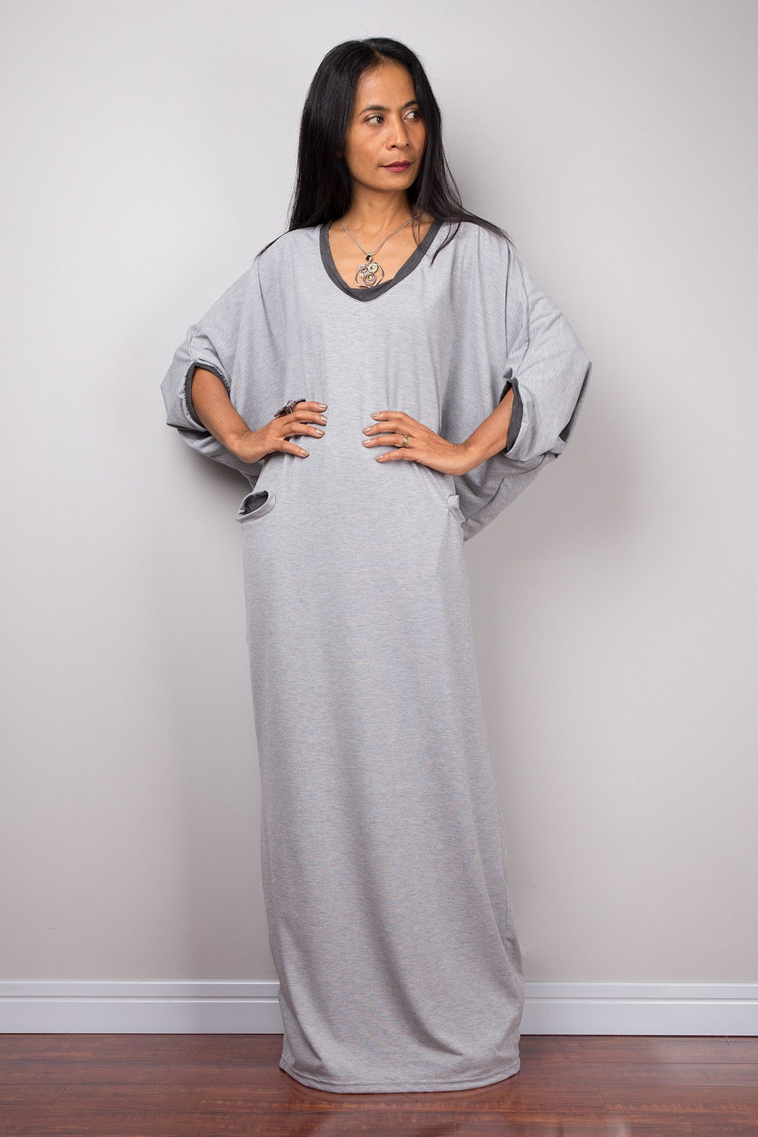 Grey Dress With Pockets Grey Tube Maxi Dress Oversized - Etsy