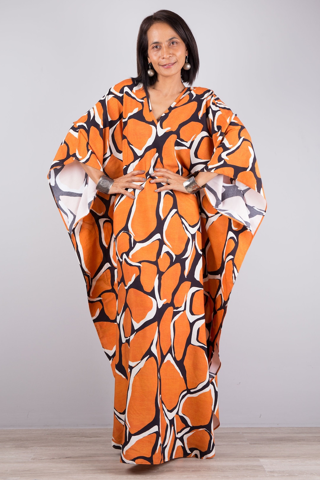 Orange Kaftan Dress Loose Fit Summer Dress Boho Lounge Dress Long orange-kaftan-dress-loose-fit-summer-dress-boho-lounge-dress-long