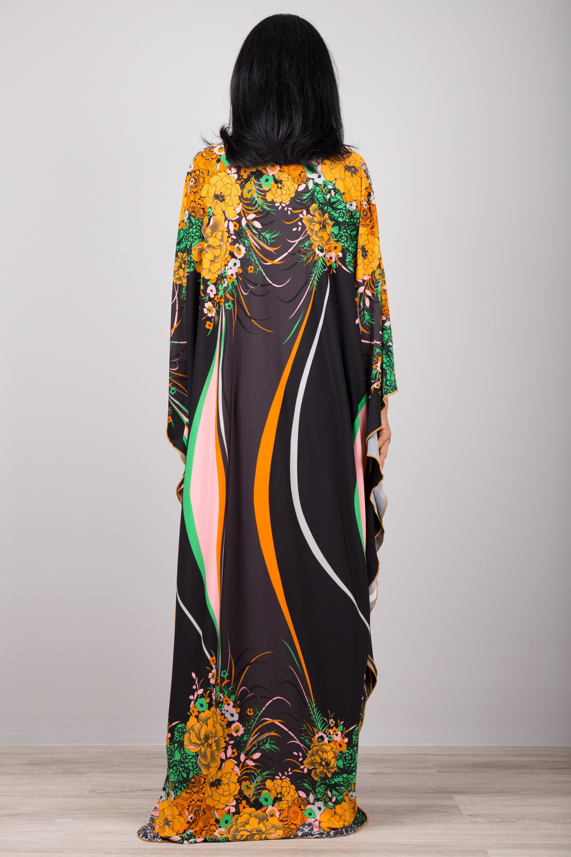 Boho Summer Kaftan, Floral Dress, Boho Kaftan Dress, Maxi