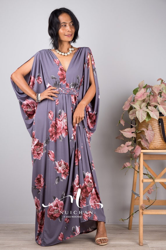 Floral Maxi Dress Flower Print Kaftan Sleeveless Grecian - Etsy