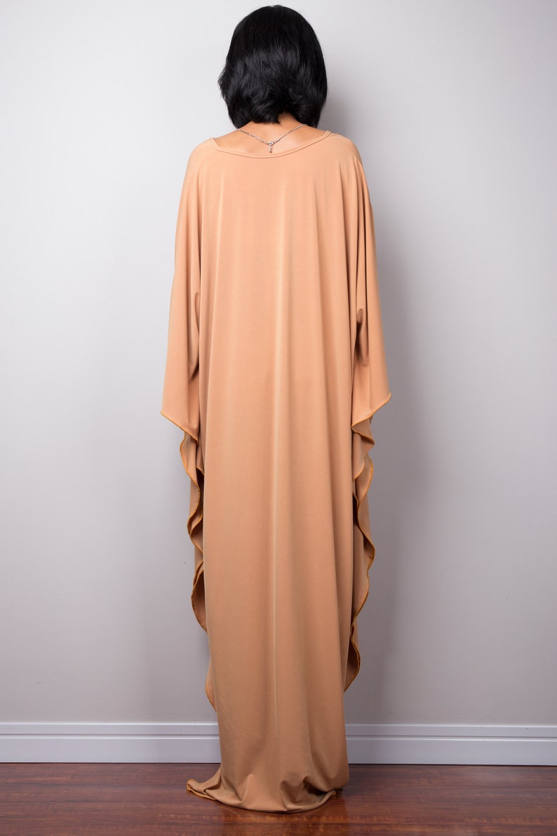 Loose fit Kaftan dress, Batwing Dress, Plus size kaftan, Oversized Light Beige Maxi dress, Kimono Dress FU1S image 8