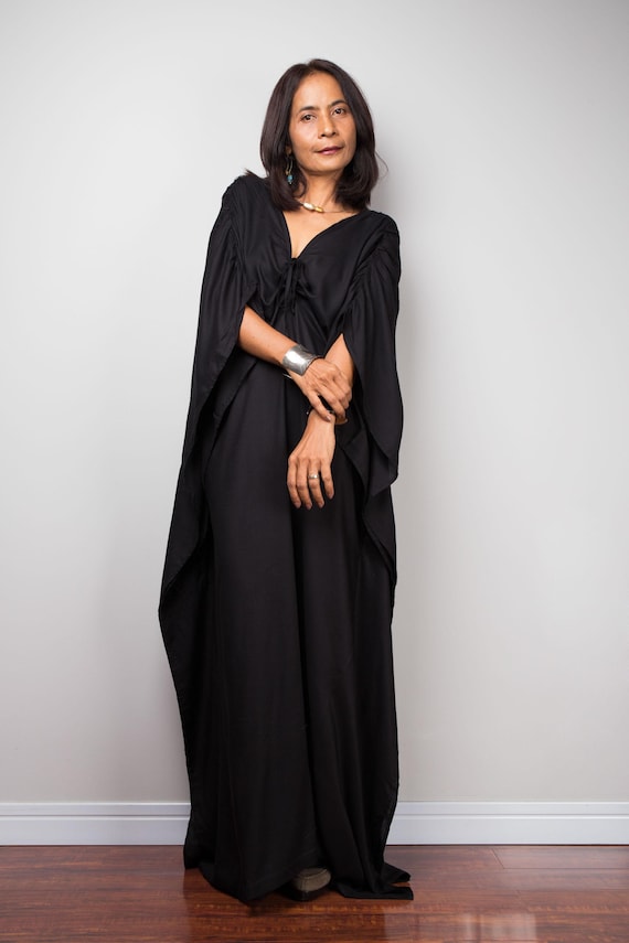 Nuichan Kaftan Purple Caftan Dress Black Kaftan Maxi Dress: Flowy Lounge  Dress, One Size (S-XL)