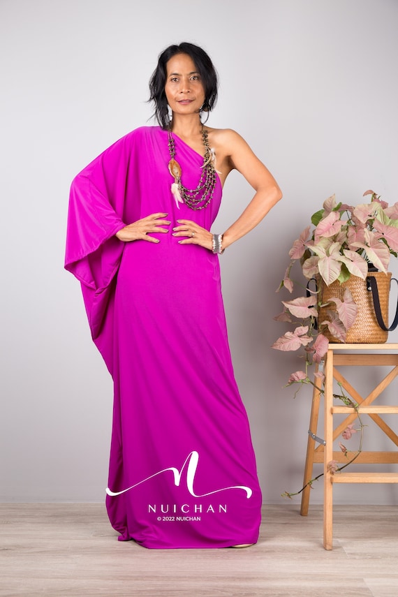 Purple One Shoulder Dress Long Magenta Dress off the Shoulder Evening Dress Hot Purple Cocktail Dress Purple Party Dress OFS OSD Etsy Canada