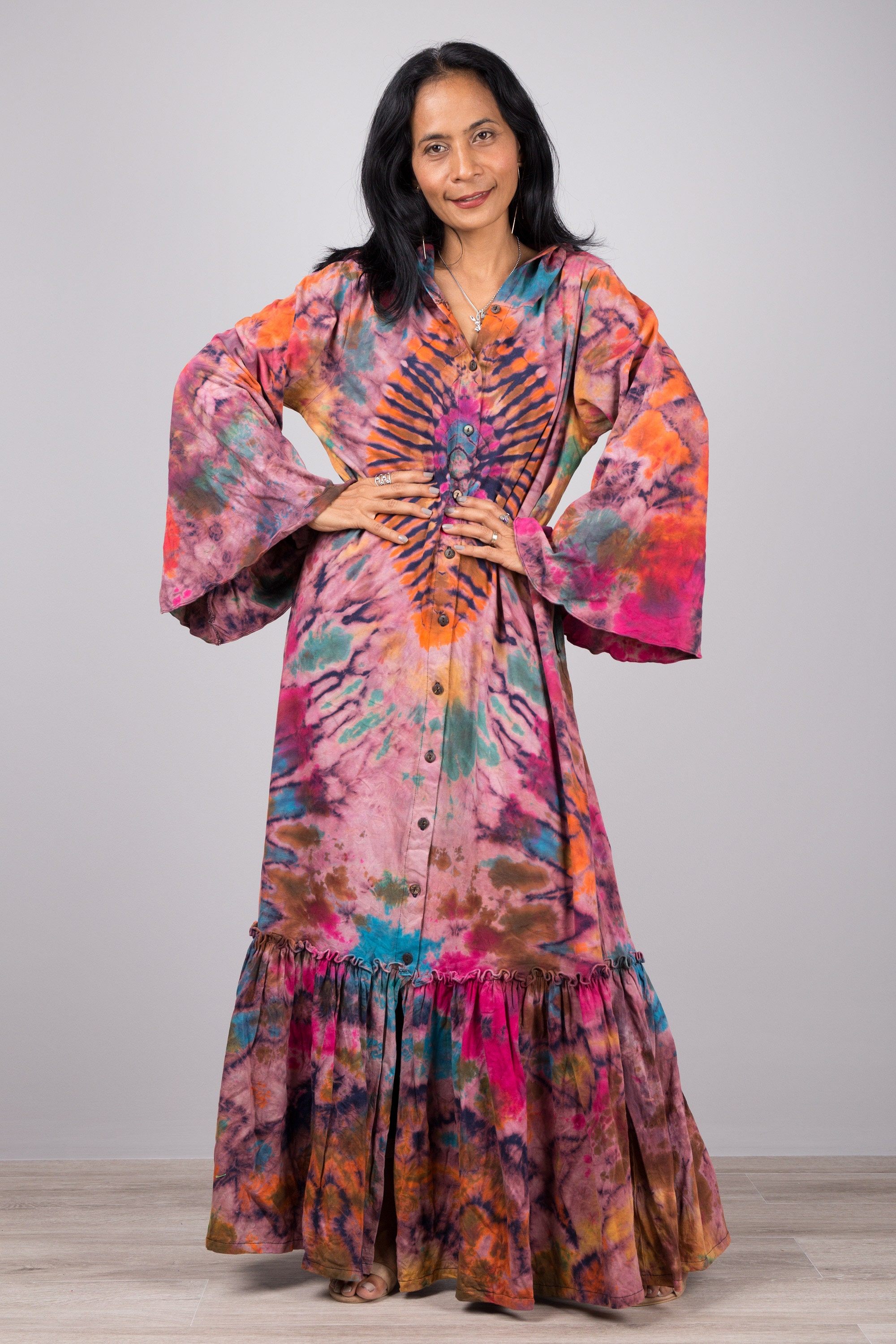 Tie dye Hoodie shirt dress Rainbow Tie dye Dress Boho Etsy