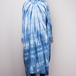 Shibori Kimono Cardigan, Tie dye duster vest, Summer Vest, Blue and white duster, Wrap Cape, Long Sleeved Cardigan, Indigo Beach cover image 7