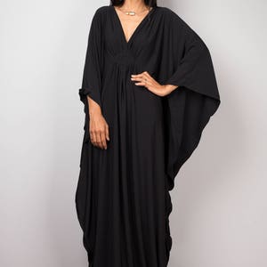 Black Kaftan Dress, Caftan Maxi Dress, long sleeve black dress, Large Black grecian evening dress, Plus size kaftan dress