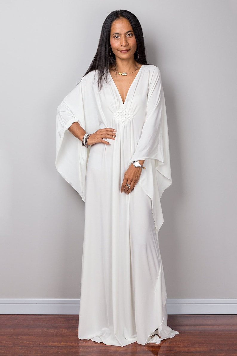 Off White Kaftan Maxi Dress, Long white dress, Women's Kaftan, White evening dress, Resort dress, Plus size caftan dress, goddess dress