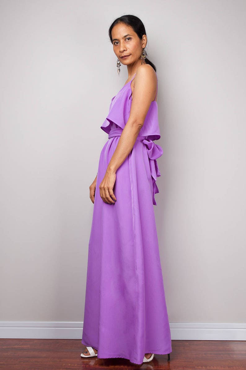 Bridesmaid Dress Ruffle Dress Halter Dress Purple Dress - Etsy