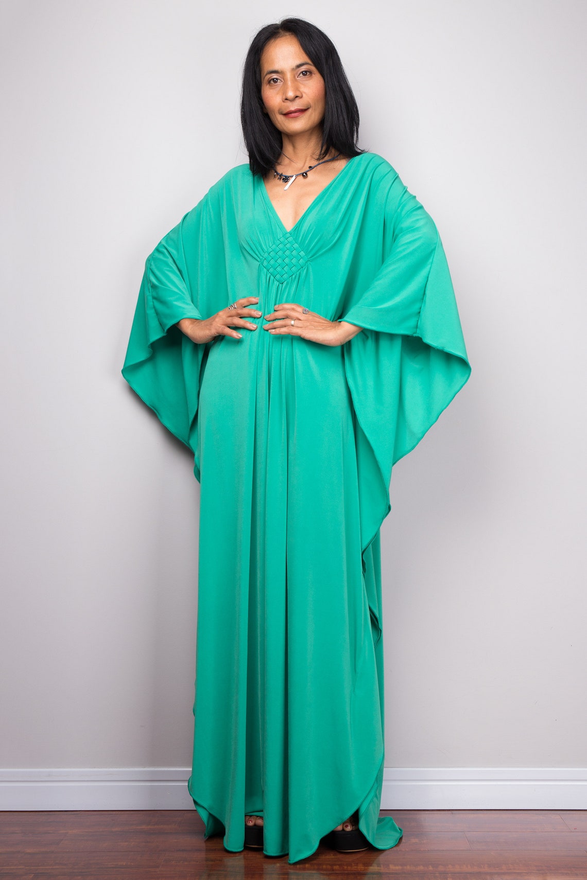 Green Kaftan Downy green Maxi Dress Oversized caftan dress | Etsy