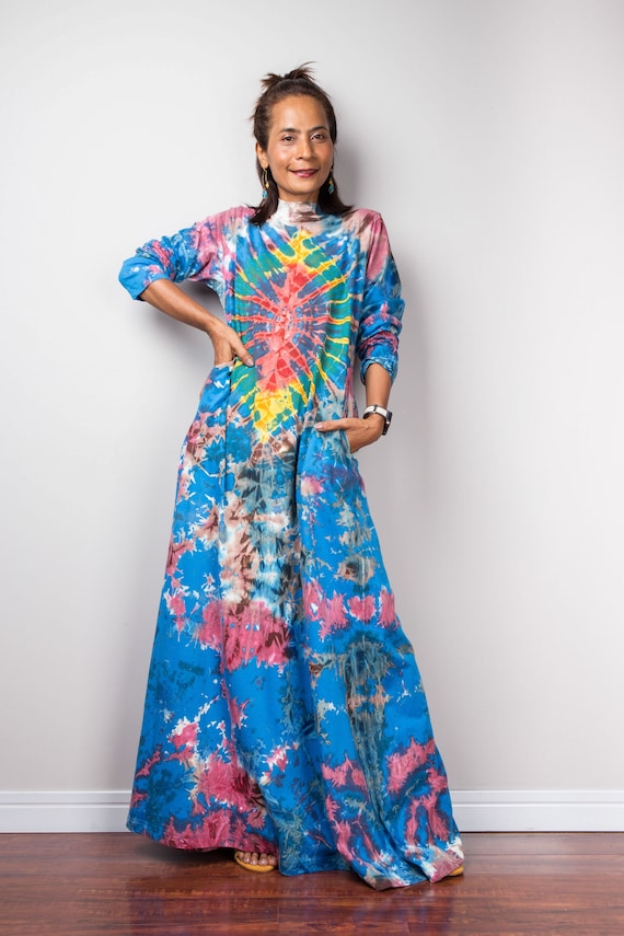 Tie Dye Dress, Blue Tye Dye Dress With Long Sleeves, Boho Maxi Dress, Hippie Dress, Festival Clothing, Tie-dye Dress, Colourful Gypsy Dress - Etsy Tie Dye Dress, Blue Tye Dye Dress With Long Sleeves, Boho Maxi Dress, Hippie Dress, Festival Clothing, Tie-dye Dress, Colourful Gypsy Dress - Etsy