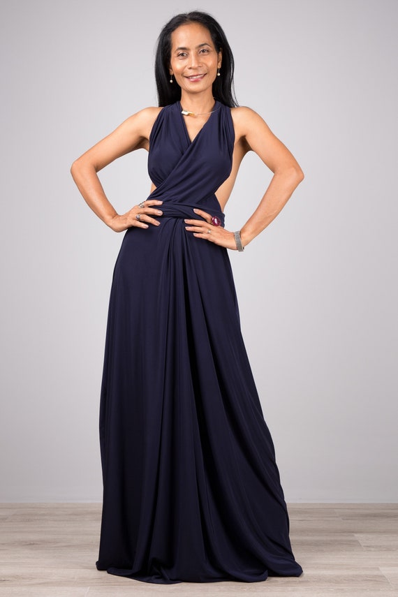 floor length convertible dress Ariel Convertible Satin Dress