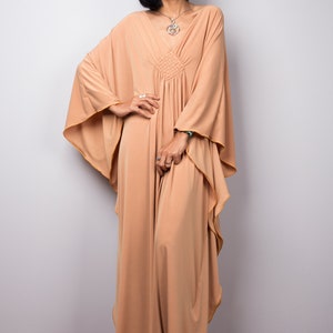 Loose fit Kaftan dress, Batwing Dress, Plus size kaftan, Oversized Light Beige Maxi dress, Kimono Dress FU1S image 2