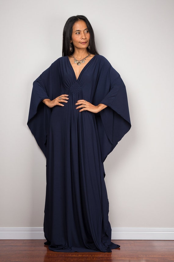 long sleeve maxi dress navy blue