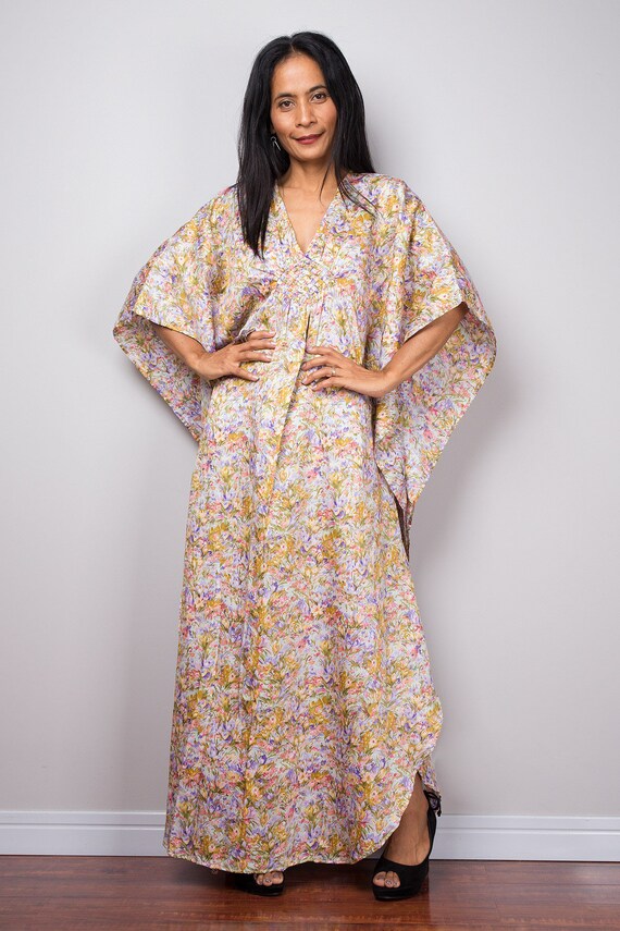 open lace back dress Long Slit Oversized Kaftan Dress Green