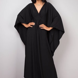 Off White Kaftan Maxi Dress, Long white dress, Women's Kaftan, White evening dress, Resort dress, Plus size caftan dress, goddess dress Black