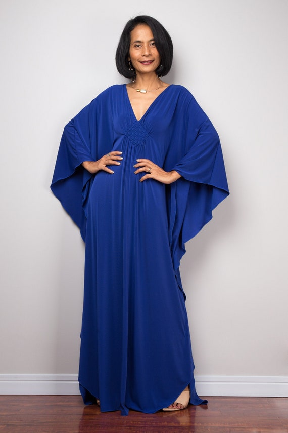 Blue Maxi Dress Kaftan Long Blue Dress Women Maxi Dress - Etsy