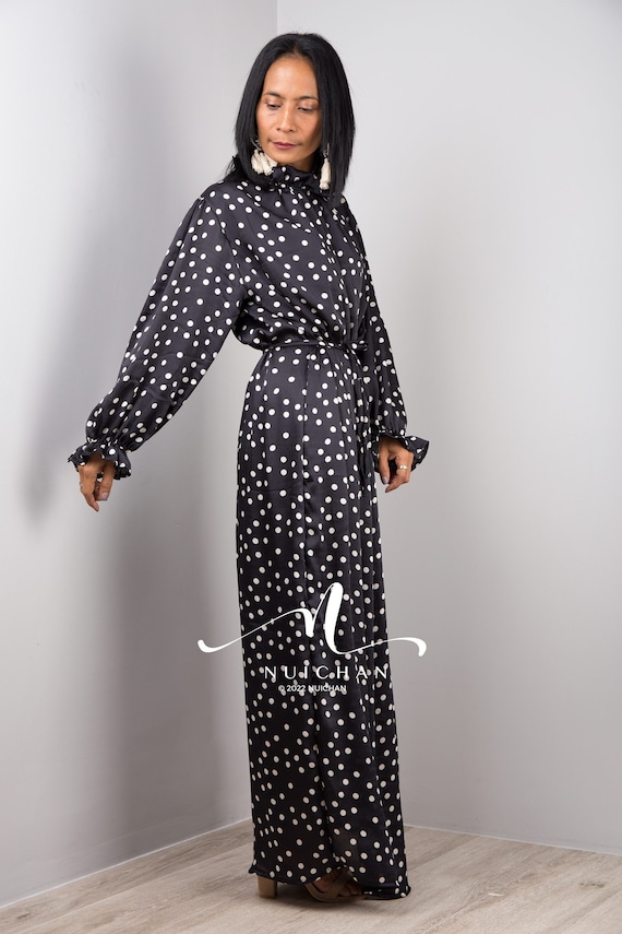 Polka dot maxi dress shop long sleeve