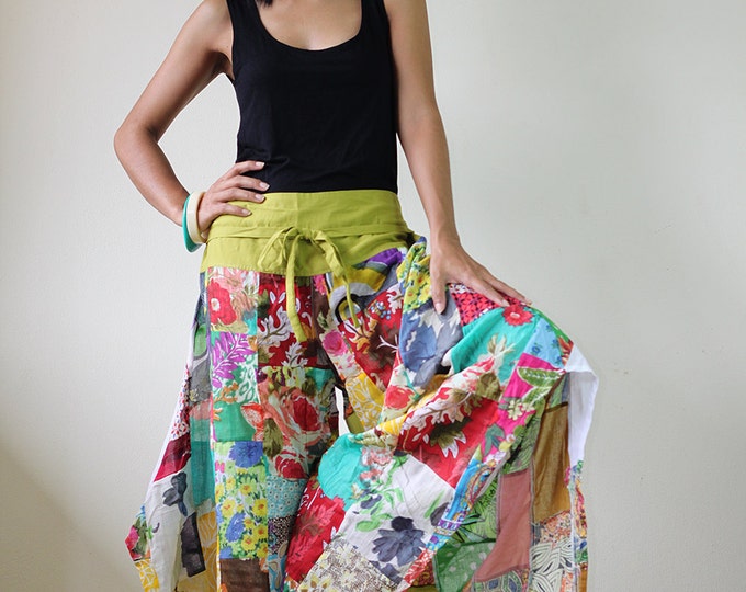 Boho Patchwork Wide Leg Pant