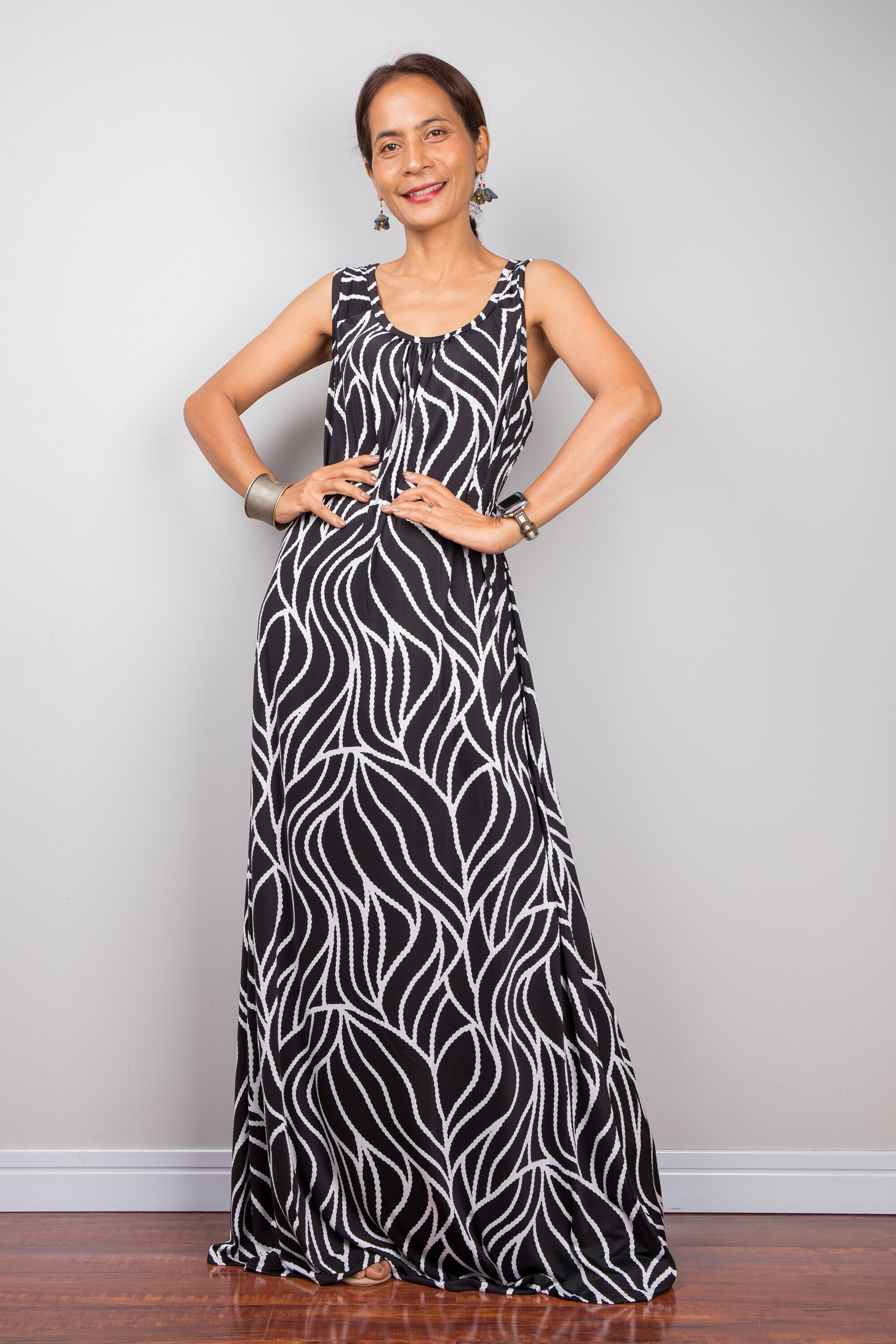 black and white tank maxi dress Black Stripe Halter Maxi Dress - All Dresses