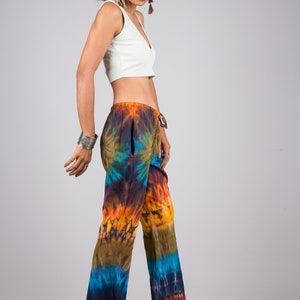 Boho hippie flare pants Wide leg pants Tie dye rainbow summer pants Flare bell bottoms pants image 5