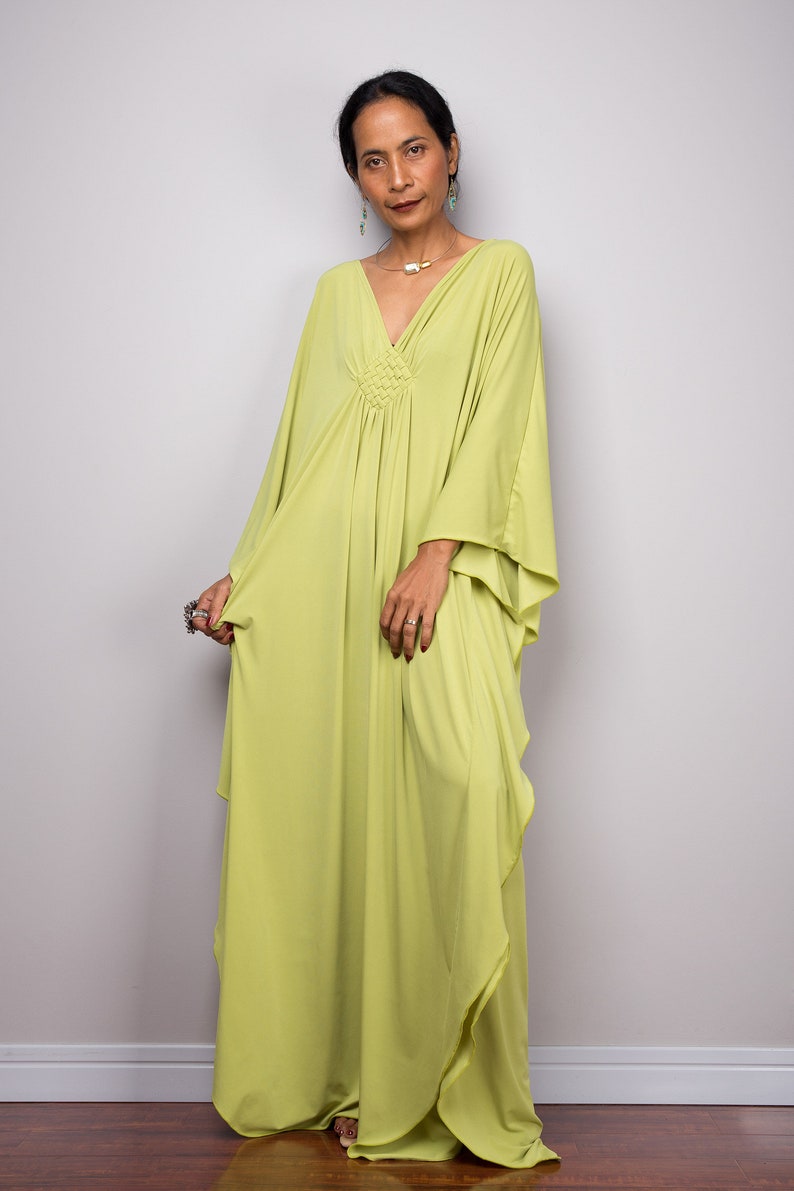 Kaftan Dress Lime green dress Kimono Dress FU1S | Etsy