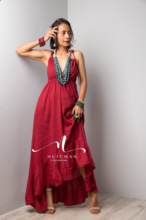 Noor Chiffon Front Ruffle Open Maxi Dress