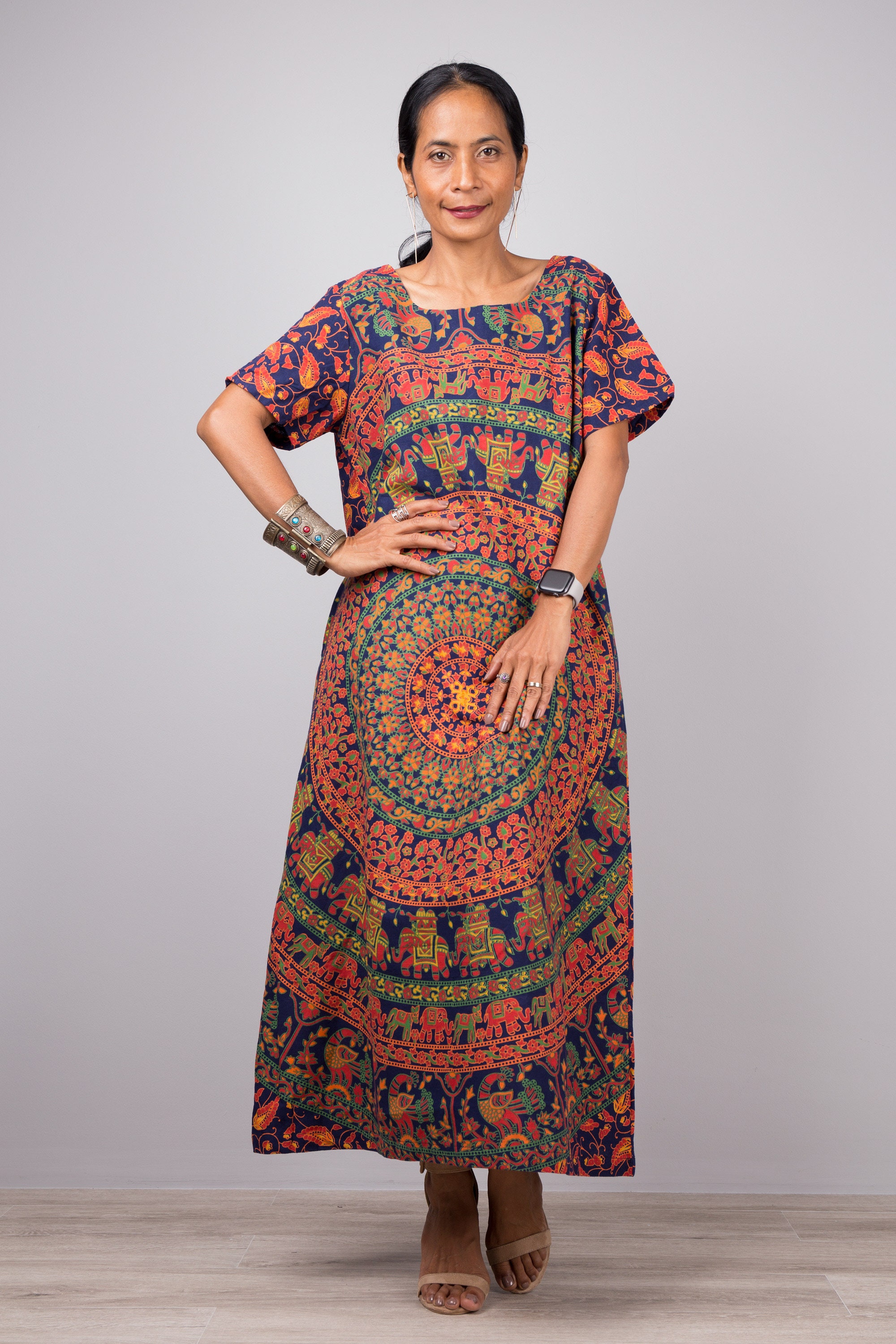 Cotton Boho Holi Midi Dress