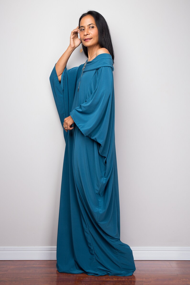 Modest kaftan designer sleeve Teal main image 1