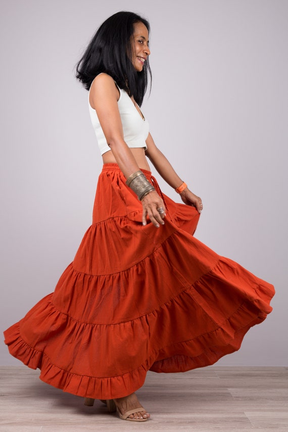 orange skirt boho