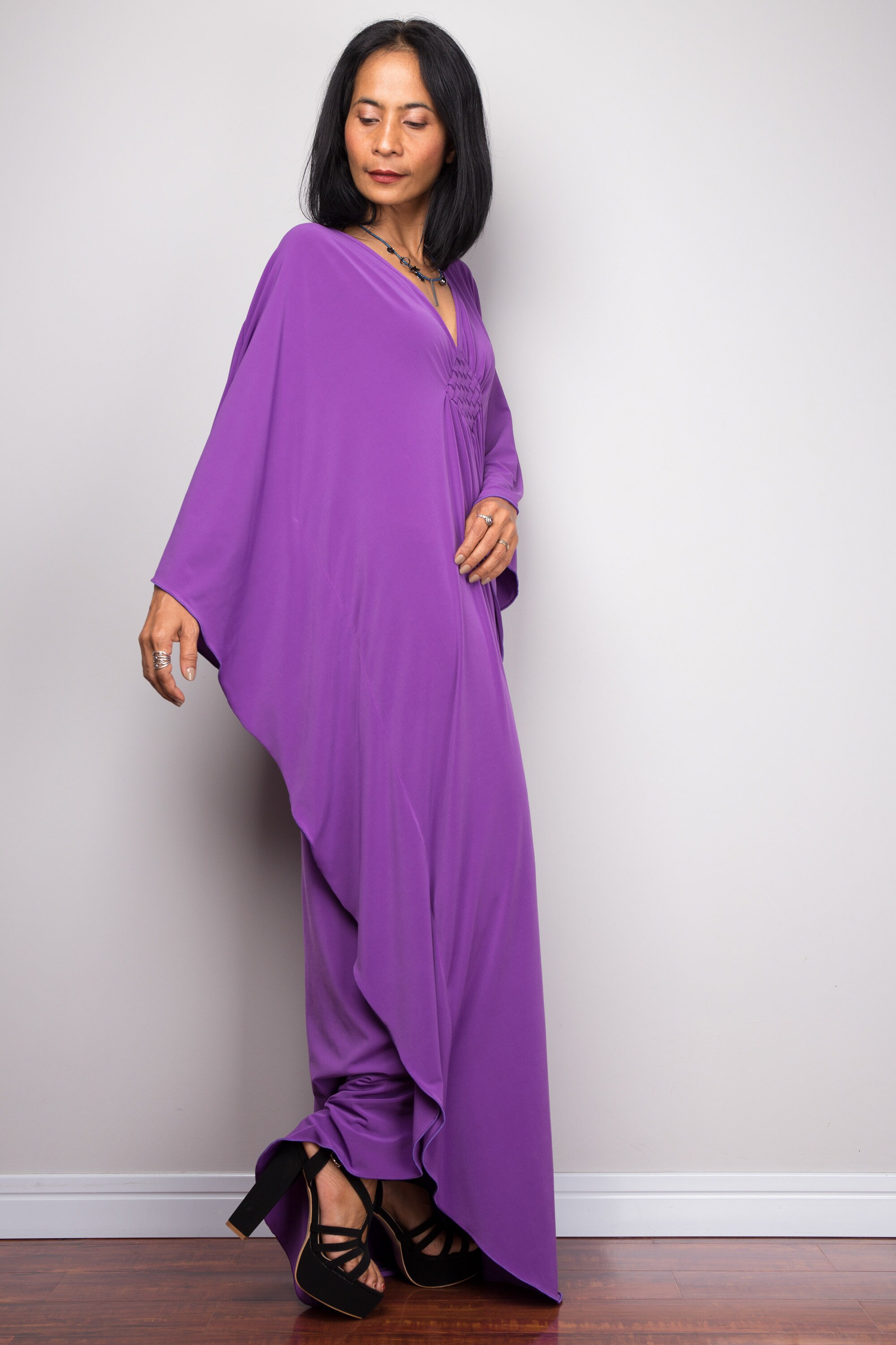 Purple dress Purple Kaftan Maxi Dress Oversized dress long | Etsy
