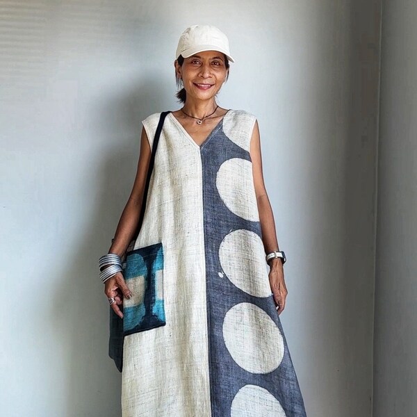 Hemp Hand Block Cotton Halter Dress