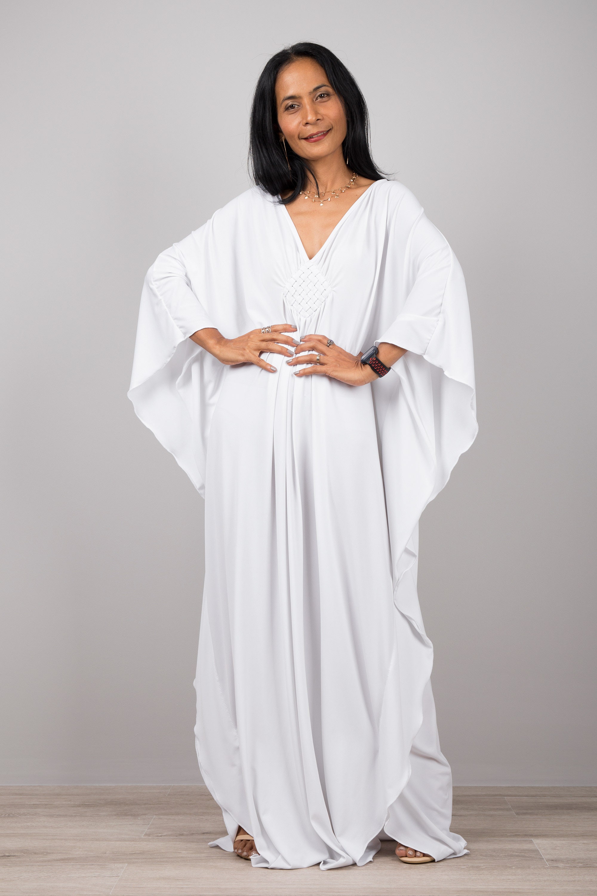 White Dress for Women Plus Size Kaftan 