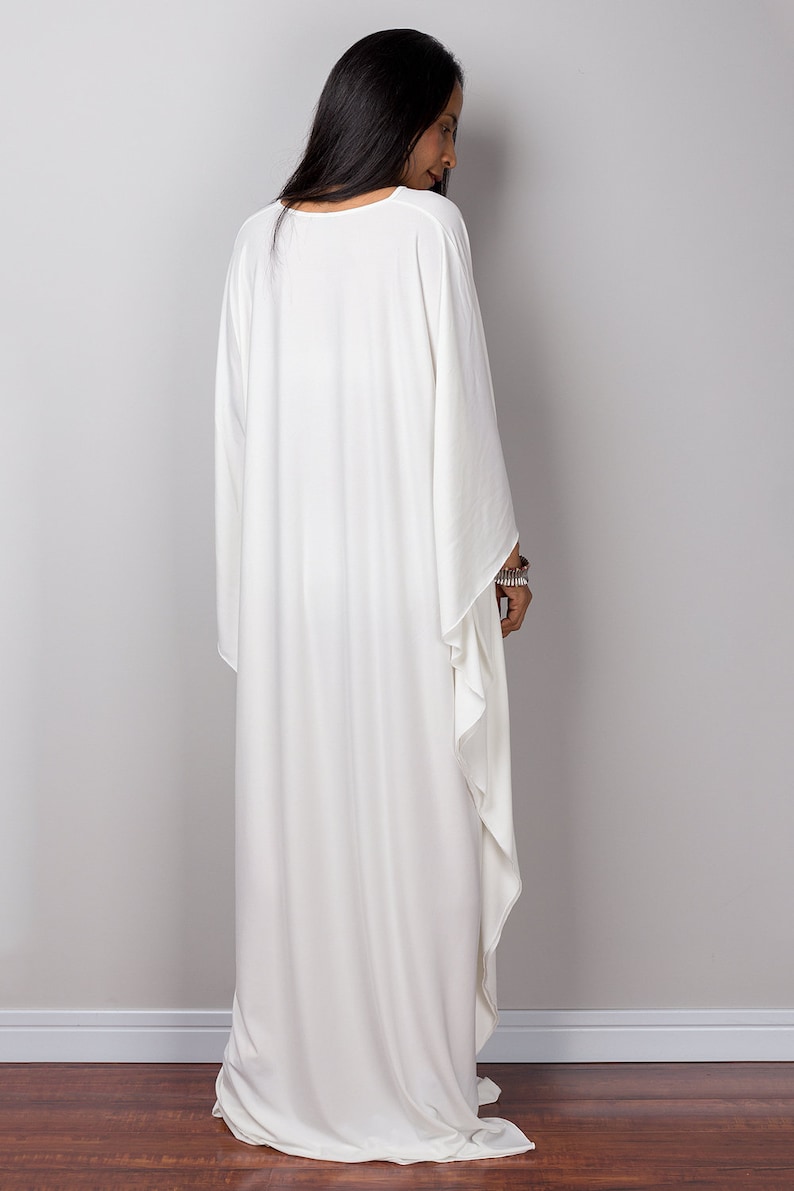 Off White Kaftan Maxi Dress, Long white dress, Women's Kaftan, White evening dress, Resort dress, Plus size caftan dress, goddess dress image 3