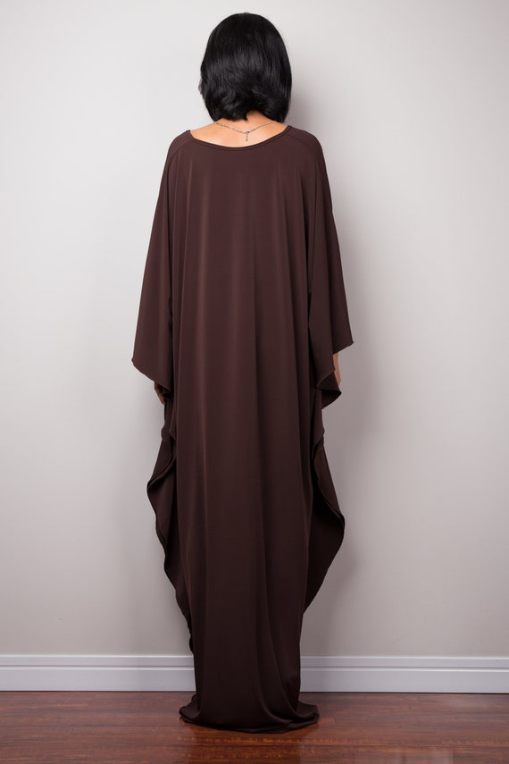 brown loose dress DOLLY Elegant Brown Halter Neck Loose High Waist Pleated Resort Dress-VEe M / Brown