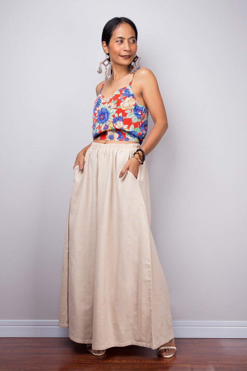 Cotton Palazzo pants, Wide Leg Pants, women maxi summer pants image 2