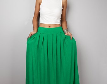 Maxi Skirt - Green Skirt-  Long Kelsey Green Skirt : Urban Chic Collection No.2