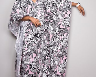 Floral Caftan Dress, Cotton Kaftan, Flower Print Maxi Dress