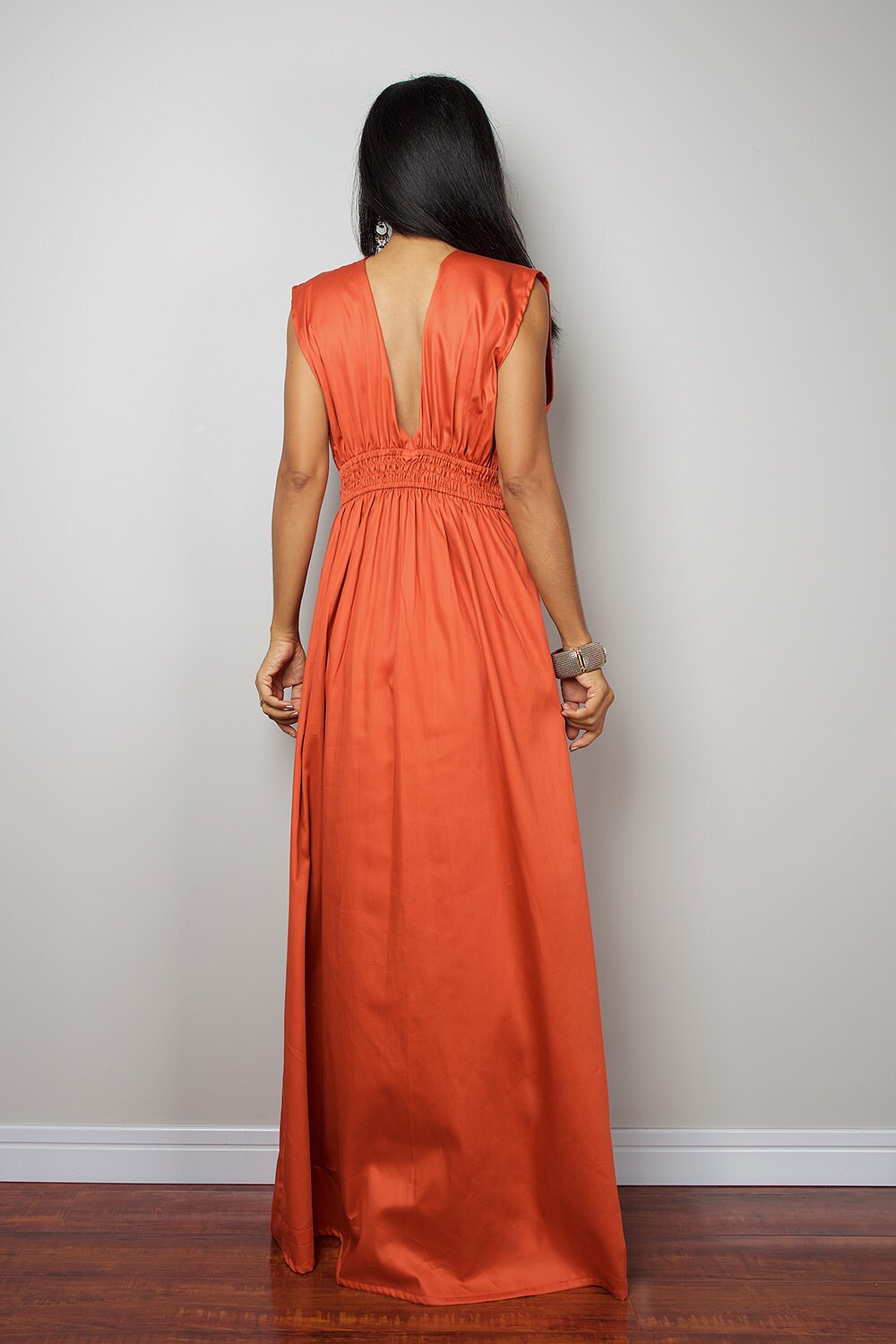 Sleeveless Orange Maxi Dress Long Formal Orange cotton dress Etsy
