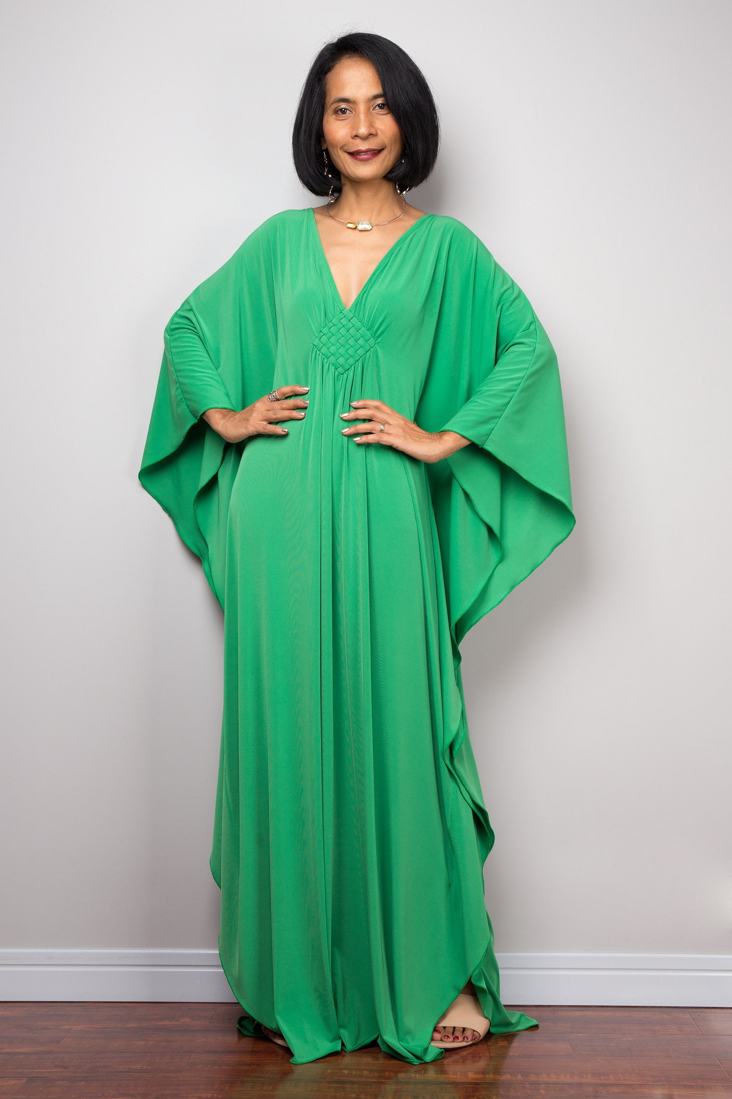 Green Kaftan Maxi Dress Oversized Kaftan Frock Dress Kimono - Etsy UK