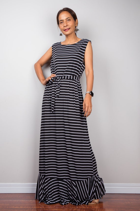 Black Sleeveless Dress With White Stripes, Halter Dress, a Line Dress, Maxi Dress, Long Black Dress, Black Dress, Tube Dress,dress With Sash - Etsy New Zealand Black Sleeveless Dress With White Stripes, Halter Dress, a Line Dress, Maxi Dress, Long Black Dress, Black Dress, Tube Dress,dress With Sash - Etsy New Zealand