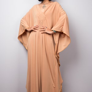 Loose fit Kaftan dress, Batwing Dress, Plus size kaftan, Oversized Light Beige Maxi dress, Kimono Dress FU1S image 4